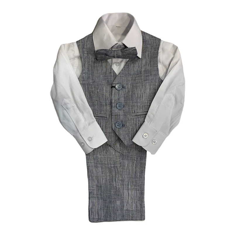 Paparazzi Blue Plaid Linen Boys 4 pc Vest Set