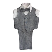Paparazzi Blue Plaid Linen Boys 4 pc Vest Set