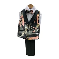 Ronaldo Black and Dust Pink Printed Boys 4 pc Vest Set