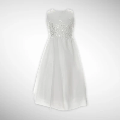 Designer White Satin Embroidered Dress