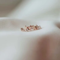 Earrings with White Topaz, Moonstone, and Rose Quartz Earrings in Rose Tone Sterling Silver