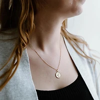 15MM Capricorn Zodiac Disc Pendant in 10kt Yellow Gold with Chain