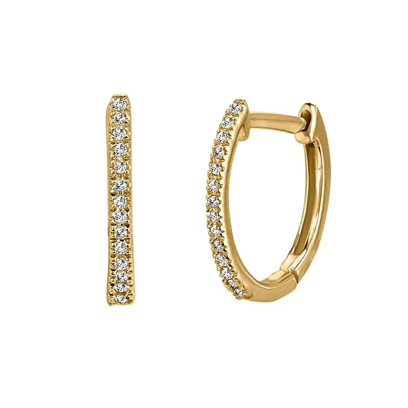 Hoop Earrings with .10 Carat TW of Diamonds in 10kt Yellow Gold