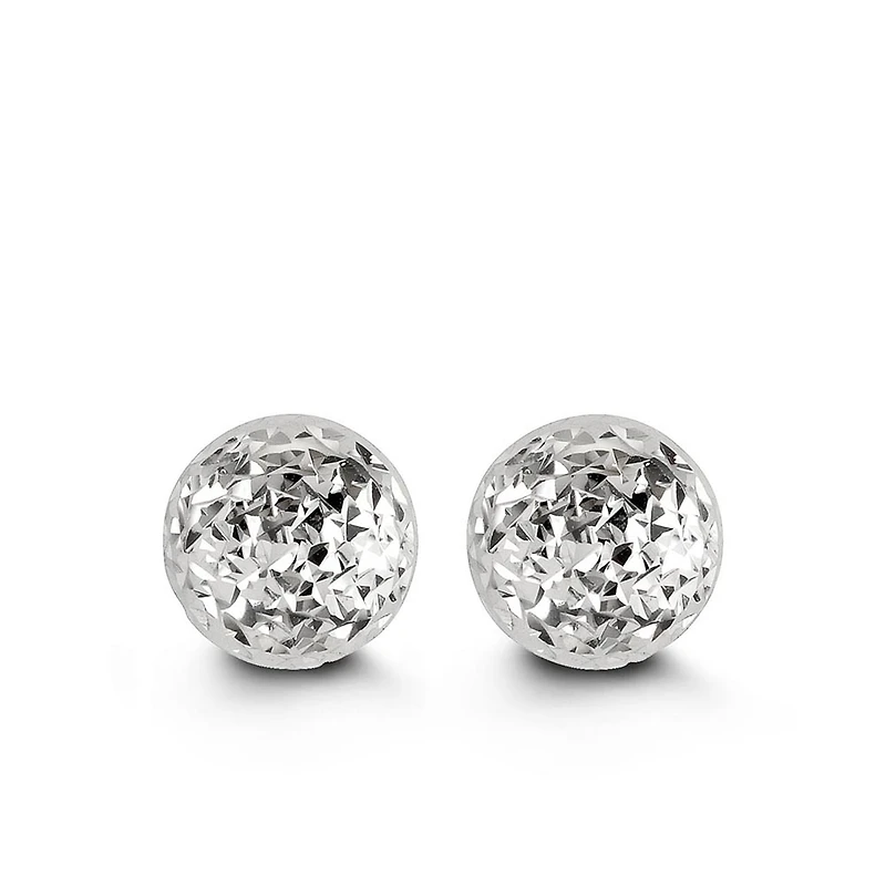 10MM Ball Earrings in 10kt White Gold