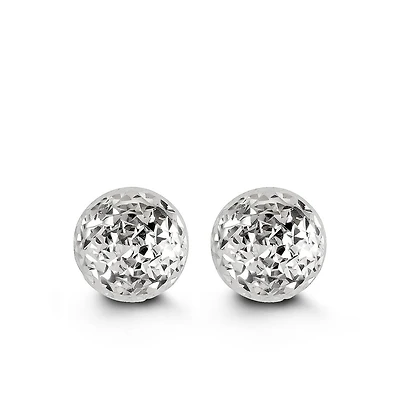10MM Ball Earrings in 10kt White Gold