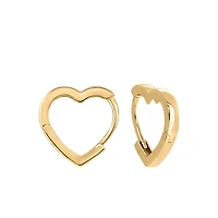 13.5MM Heart Huggies Hoop Earrings in 10kt Yellow Gold