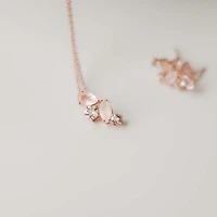 Pendant with White Topaz, Moonstone, and Rose Quartz in Rose Tone Sterling Silver with Chain
