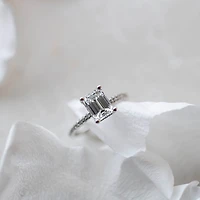 Emerald Cut Luxe Engagement Ring with 2.31 Carat TW of Diamonds in 18kt White Gold