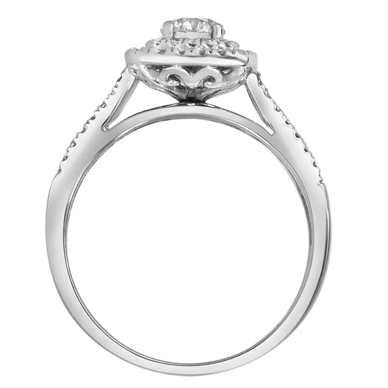 Colourless Collection Double Halo Engagement Ring with .74 Carat TW of Diamonds in 18kt White Gold