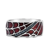 Marvel Spider-Man Ring with London Blue Topaz and Red Enamel in Silver