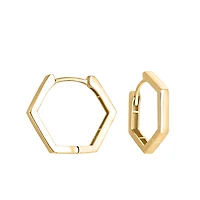 14MM Hexagon Huggies Hoop Earrings in 10kt Yellow Gold