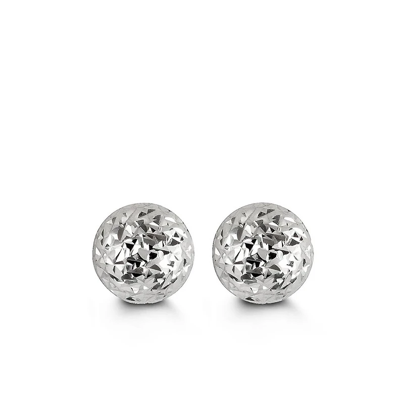 8MM Ball Earrings in 10kt White Gold