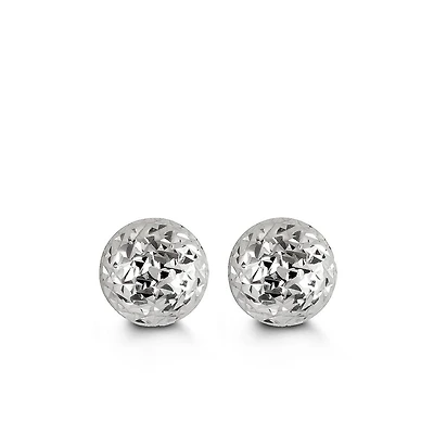 8MM Ball Earrings in 10kt White Gold