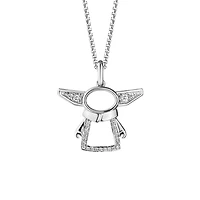 Star Wars Grogu Pendant with .13 Carat TW of Diamonds in Sterling Silver with Chain