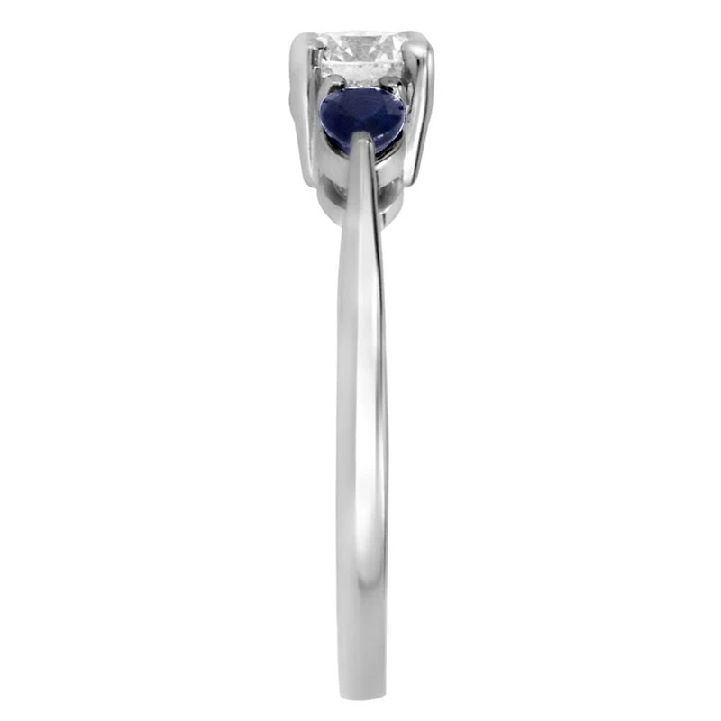 Colourless Collection Engagement Ring with Blue Sapphire and .50 Carat TW of Diamonds in 18kt White Gold