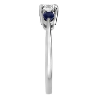 Colourless Collection Engagement Ring with Blue Sapphire and .50 Carat TW of Diamonds in 18kt White Gold