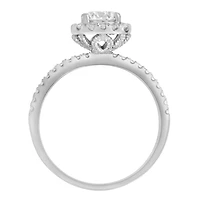 Northern Facet Ideal Cut Halo Engagement Ring with Carat TW of Diamonds in 18kt White Gold