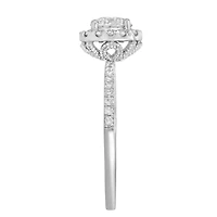 Northern Facet Ideal Cut Halo Engagement Ring with Carat TW of Diamonds in 18kt White Gold