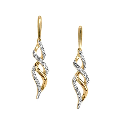 Drop Earrings with .12 Carat TW of Diamonds in 10kt Yellow Gold