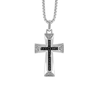 22″ Men’s Cross Necklace with .20 Carat TW of Diamonds in Sterling Silver
