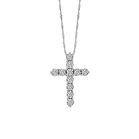 Cross Pendant with .50 Carat TW of Diamonds in 10kt White Gold with Chain