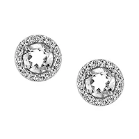 Earrings with Genuine White Topaz and Cubic Zirconia in Sterling Silver