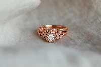 Pear Shape Bridal set with .50 Carat TW of Diamonds in 14kt Rose Gold