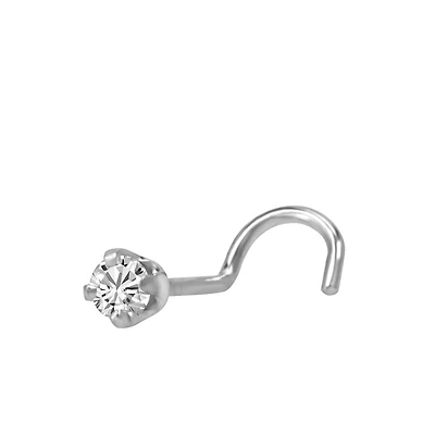 Nose Stud with Carat Diamond in 14kt White Gold