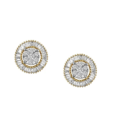 Circle Earrings with .50 Carat TW of Diamonds in 10kt Yellow Gold
