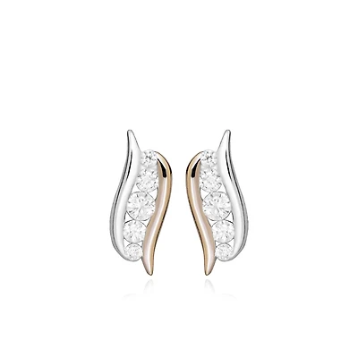 Earrings with Cubic Zirconia in Rose Tone and Sterling Silver