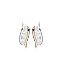Earrings with Cubic Zirconia in Rose Tone and Sterling Silver