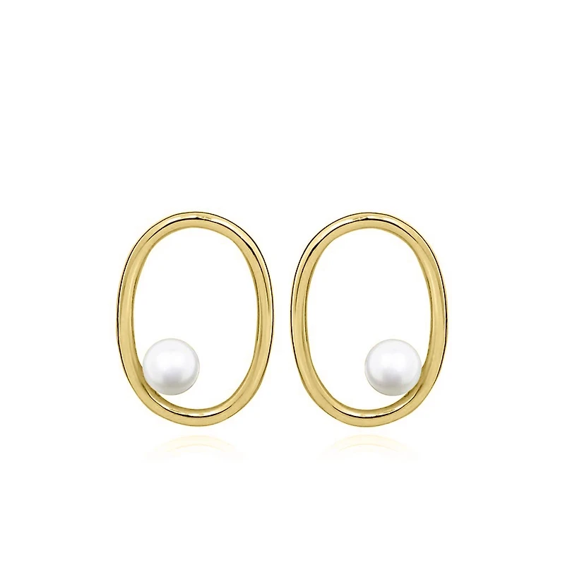 Earrings with Pearl in Gold Tone Sterling Silver