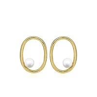 Earrings with Pearl in Gold Tone Sterling Silver