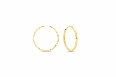 18MM Square Tube Sleeper Hoop Earrings in 10kt Yellow Gold