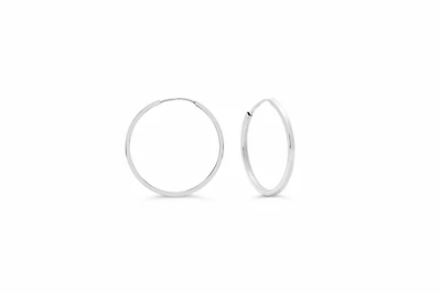 18MM Square Tube Sleeper Hoop Earrings in 10kt White Gold