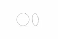 18MM Square Tube Sleeper Hoop Earrings in 10kt White Gold