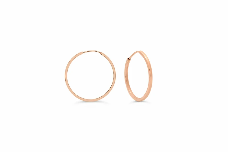 18MM Square Tube Sleeper Hoop Earrings in 10kt Rose Gold