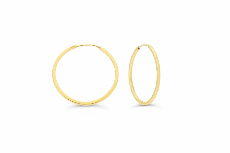 22MM Square Tube Sleeper Hoop Earrings in 10kt Yellow Gold