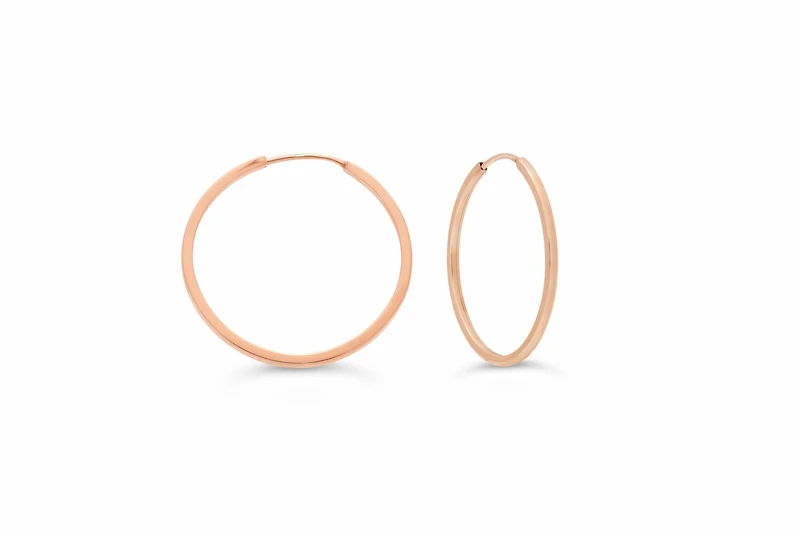 22MM Square Tube Sleeper Hoop Earrings in 10kt Rose Gold
