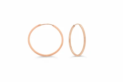 22MM Square Tube Sleeper Hoop Earrings in 10kt Rose Gold