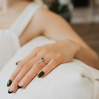 Ring with Genuine Amethyst and Cubic Zirconia in Sterling Silver