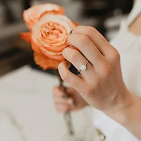Ring with Genuine Opal and Cubic Zirconia in Sterling Silver