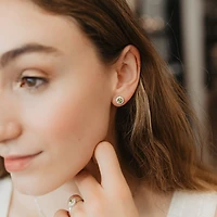 Earrings with Genuine Peridot and Cubic Zirconia in Sterling Silver