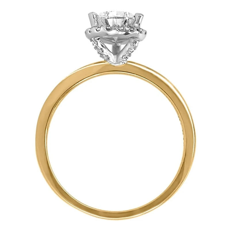 Eternal Wonder Pear Halo Engagement Ring with 1.17 Carat TW of Diamonds in 18kt Yellow Gold