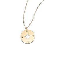18″ Compass Necklace in 14kt Yellow Gold