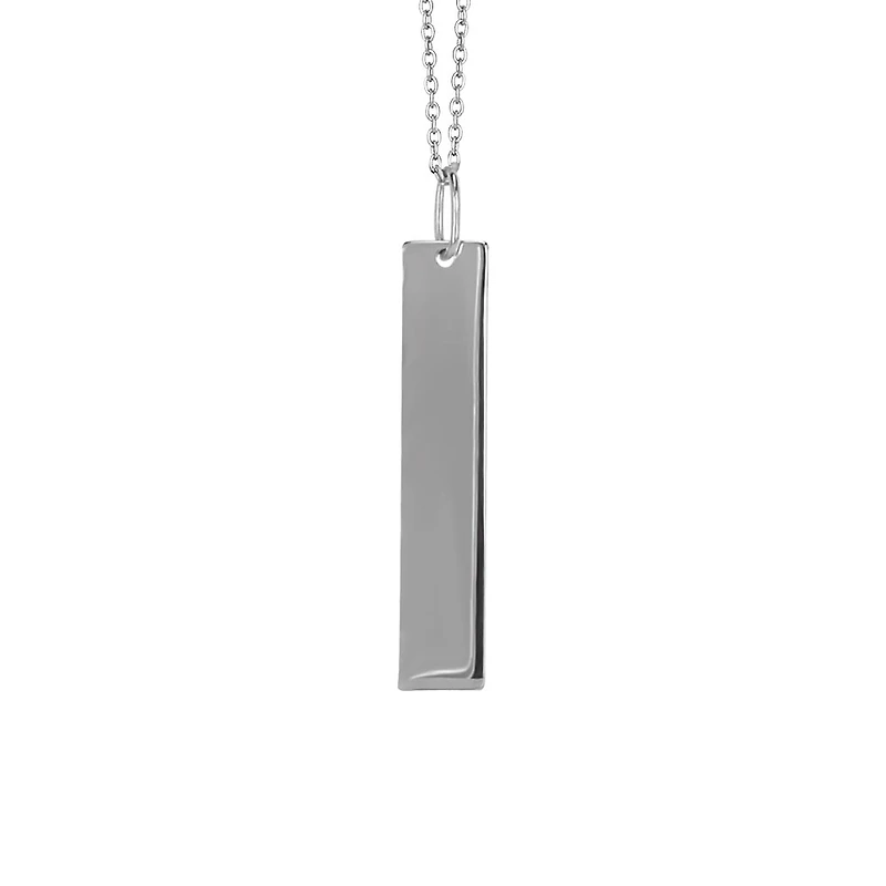 18″ Engraveable Vertical Nameplate Necklace in 10kt White Gold