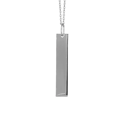 18″ Engraveable Vertical Nameplate Necklace in 10kt White Gold