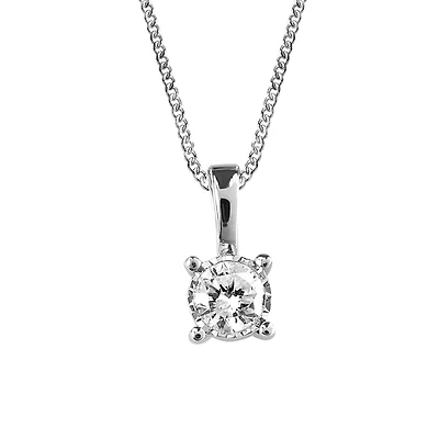 Illusion Set Pendant with .10 Carat Diamond in 10kt White Gold with Chain