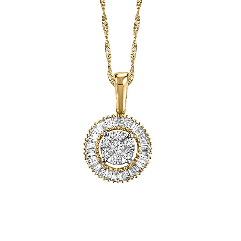 Circle Pendant with .25 Carat TW of Diamonds in 10kt Yellow Gold with Chain