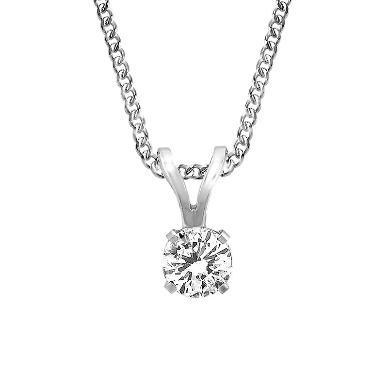 Pendant with Carat Cubic Zirconia in 14kt White Gold with Chain
